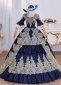 Navy Blue Rococo Lace Embroidery Masquerade Ball Gown Halloween Christmas Dress