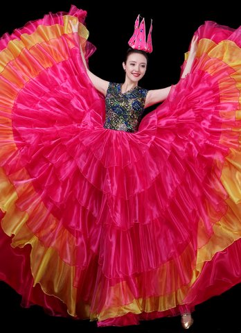 Super Large Skirt Tulle Ruffled Dresses For Samba