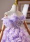 Purple Off the Shoulder Appliques Short Tulle Corset Dress 2