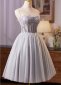 Gray Corset Spaghetti Straps Short Party Formal Dress