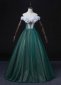 Dark Green Off Shoulder Tulle Long Evening Dress