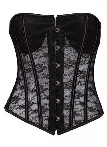 Black Lace Tight Corset Without Shoulder Straps