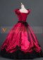 Red Short Sleeve Bow Renaissance Gothic Victorian Ball Gown 3