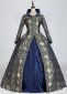 Clearance Vintage Floral Brocade Stand Collar Long Sleeves Floor Length Victorian Dress