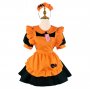 Plus Size Women Orange Pumpkin Printed Fancy Cosplay Maid Halloween Festival Party Dress Uniform Cute Girls Lolita Costumes