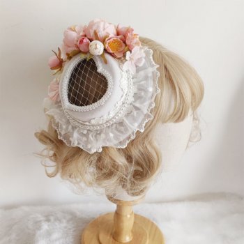 달콤한 진주 꽃 레이스 로리타 모자 사랑스러운 머리 장식 머리핀과 헤어 액세서리