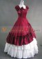 Red And White Sleeveless Bow Ruffles Renaissance Lolita Victorian Ball Gowns