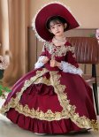 Children Christmas Party Dress Renaissance Marie Antoinette Girls Red Dresses