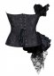 Black Satin Lace Ruffled Brocade Jacquard Bustier 1
