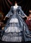 Renaissance Blue Floral Lace Ball Gown Rococo Dress 2