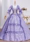 Renaissance Purple Floral Pattern Jacquard Ball Prom Dress