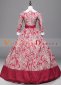 Red Floral Print Renaissance Civil War Victorian Dress Gown 3