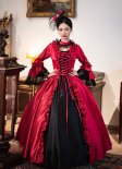 Christmas Red And Black Victorian Renaissance Dress Holiday Party Ball Gown