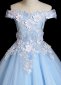 Blue Off Shoulder Applique Dress Banquet Wedding Flower Girl Dresses 4