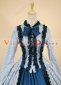 White and Blue Striped Long Sleeve Victorian Dress for Women 3