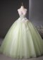 Light Green Off The Shoulder Applique Glitter Tulle Holiday Party Dress