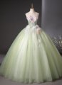 Light Green Off The Shoulder Applique Glitter Tulle Holiday Party Dress