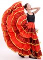 Flamenco Skirts Satin Full Circle Skirt Ruffle Border Gypsy Belly Dance Tribal Tired Skirt 720 Degree