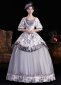 Gray Printed Ruffled Half Sleeves Floor Length Venice Carnival Holiday Festive Formal Dress 2