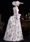 Pink Flower Printed Edwardian Holiday Festive Gown 1890s 1900s 2PC Downton Abbey Dress 3