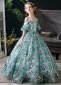 Children Green Sequin Strapless Prom Homecoming Ball Gown 4