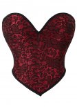 Burgundy Lace Covered Sexy Overbust Corset
