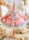 Spring Girls Pink Lolita Multi-layered Ruffled Princess Party Dress