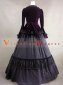 Purple Velvet Long Sleeve Bow Ruffles Renaissance Gothic Victorian Dress 4
