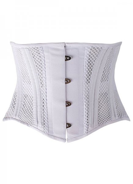 White Bridal Mesh Fronted Underbust Corset