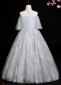 Flower Girl Flutter Sleeve Gray Tulle Prom Homecoming Dresses 1