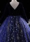 Little Girls Drke Blue Long Sleeve Velvet Tulle Formal Dress 4