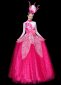 Showgirl Flower Leaf Dresses Holiday Theater Dance Costume Rose Red