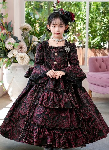 Custom-made Girls Renaissance 18th Century Ball Gown Dark Fantasy Children Vampire Halloween Costume