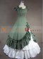 Green and White Sweetheart Cotton Victorian Dress