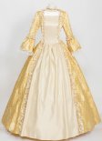 18th Century Women Rococo Ball Gown Renaissance Gold Floral Brocade Long Gothic Victorian Dress Masquerade Party Costumes