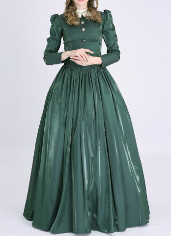 Green Victorian Dickens Fair Christmas Festive Caroler Caroling Dress Civil War Little Women Theater Clothing