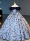 Vintage Princess Off the Shoulder Floor-Length Jacquard Prom Dresses