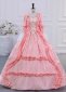 Renaissance Pink Floral Pattern Jacquard Ball Prom Dress