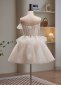 White Sexy Sparkly Tulle Bow Mini Party Dress 3
