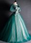 Dark Green Sequined Beading Butterfly Sleeve Vintage Ball Gown