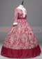 Red Floral Print Renaissance Civil War Victorian Dress Gown