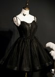 Black High-Low Party Dresses Spaghetti Straps Cocktail Dress