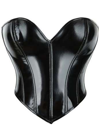 Classic Black PU Leather Fashion Corset Top