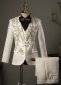 Kids Boys White Brocade Jacquard Beading 4 Piece Formal Blazer Suits Set for Party