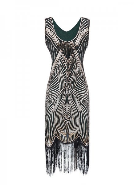 1920s Beaded Flapper Gatsby Dress Vintage Cocktail Dress