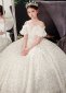 Children White Strapless Sequin Wedding Dresses 2