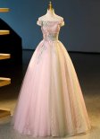 Off the Shoulder Pink Formal Evening Dresses With Beading Sequins