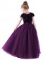 Girls Sequin Mesh Princess Party Formal Dress Purple