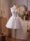 White Sweetheart Mini Ball Gown Bridesmaid Dress 3