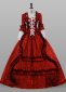 Wine Red Jacquard Floral Renaissance Fair Marie Antoinette Lady Colonial Princess Floral Ball Gown Dress Theater Clothing